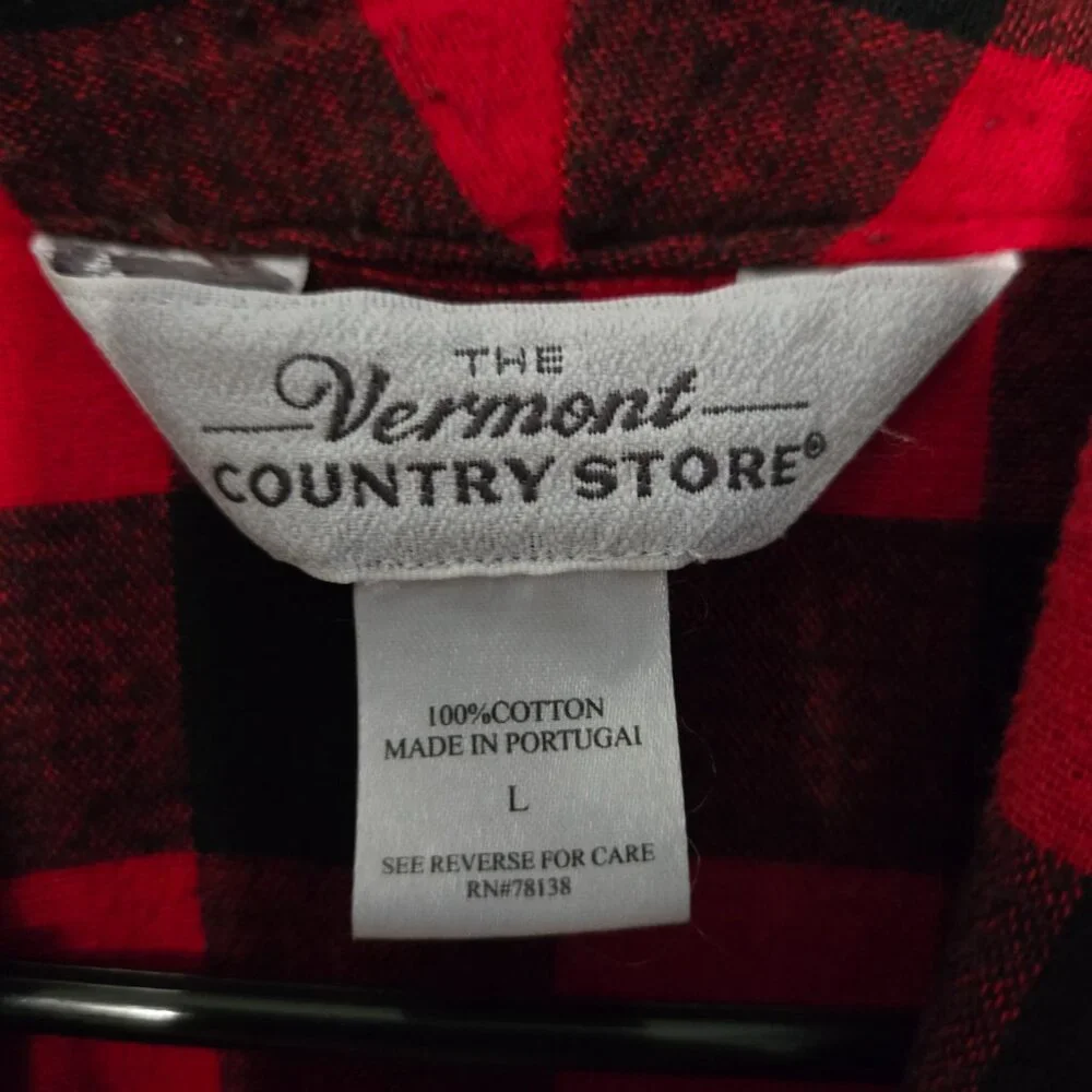 Men's Portuguese Flannel Wrap Robe, The Vermont Country Store, Red & Black, L